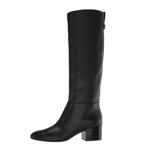 SERGIO ROSSI Jodie Pebbled Italian Leather Riding Boots - Picture 1 of 16
